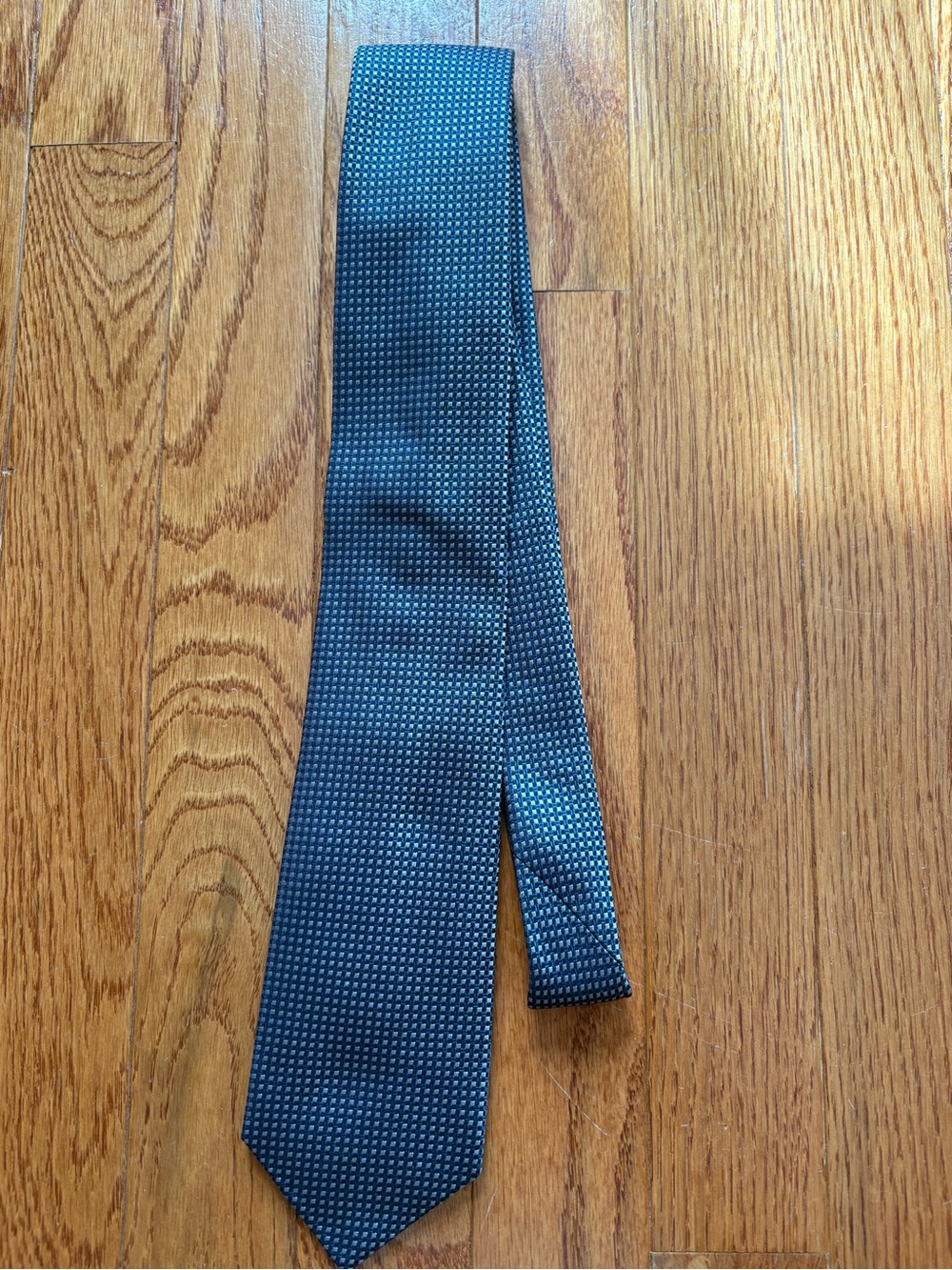Hugo Boss Tailored Men’s Silk Tie Teal Geometric Handmade in Italy